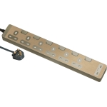 Schneider Electric 施耐德電氣 TSH36QCUSB_3_GH 13A六位安全拖板連獨立開關 連LED指示燈及兩位USB充電插座 30W PD3.0 Type C+C (連3米線) (古銅金) 